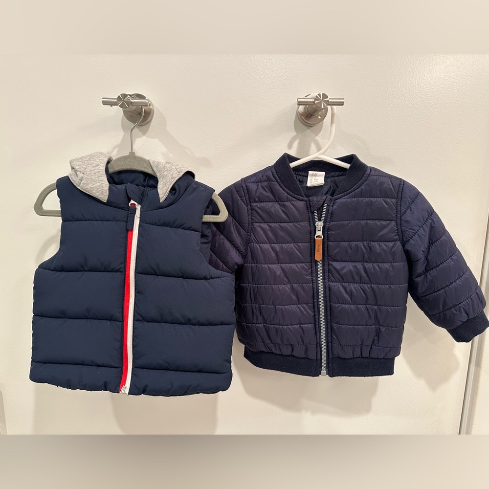 H&M baby Navy Puffer Jacket and Vest Set